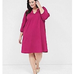 Lane Bryant Pink A-Line Dress with Bishop Sleeves